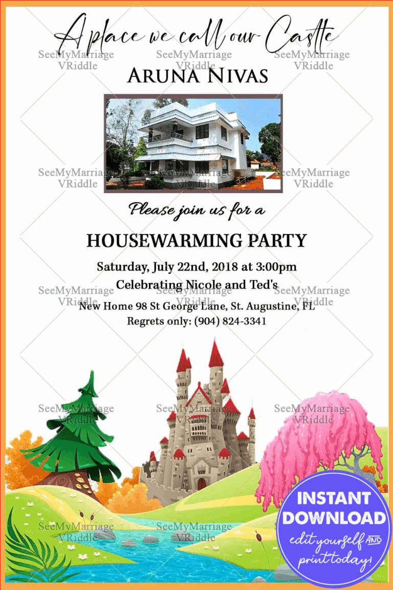 Love & Dreams Sweet Home House Warming Party Green Grass And Glass Bottle Theme Invitation