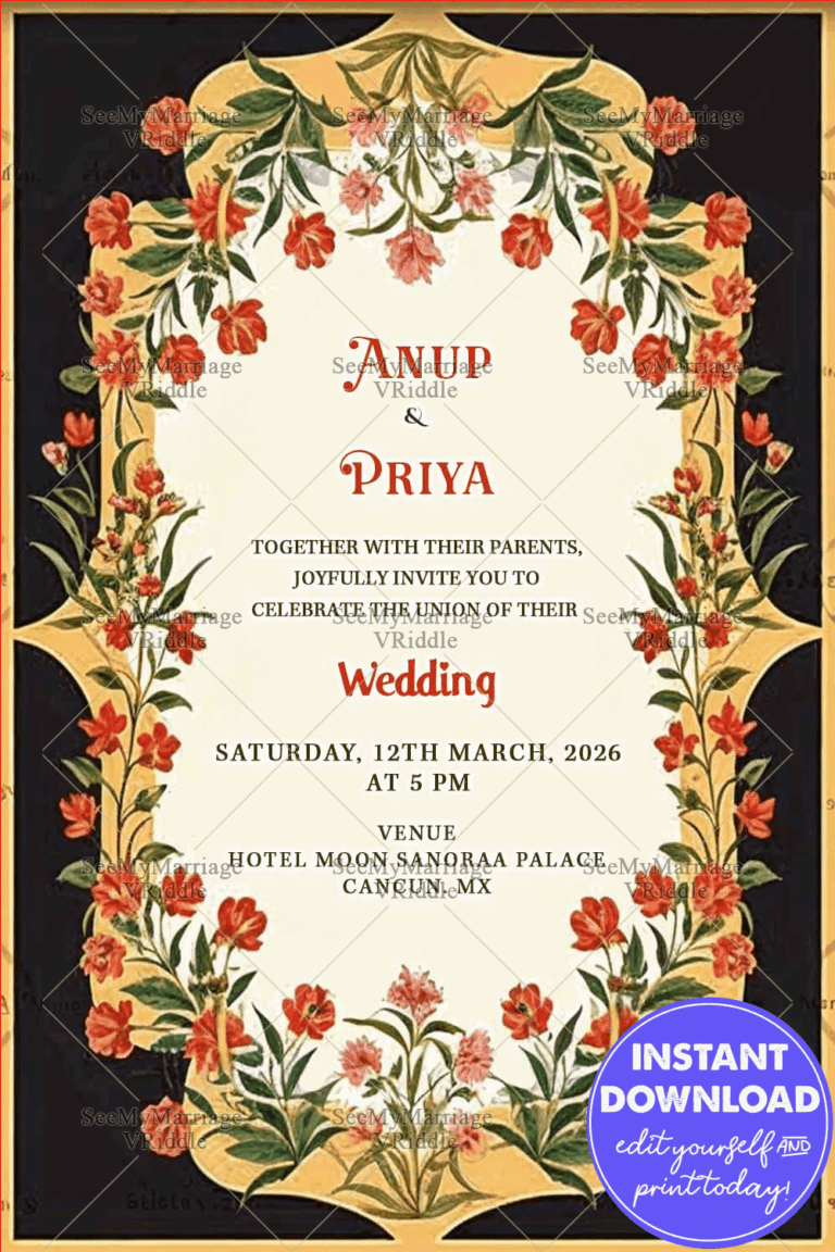 Simple Floral Wedding Red Theme Unique Whatsapp Card