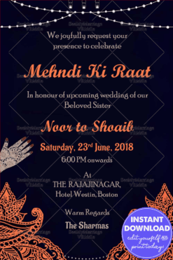 Violet Floral Mehendi Sangeet Bridal Shower Invitation