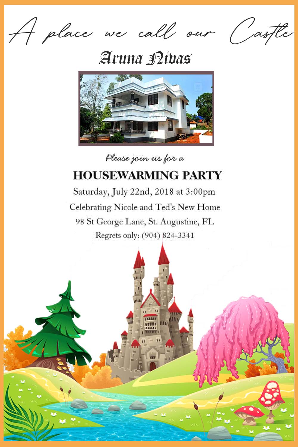housewarming invitation castle
