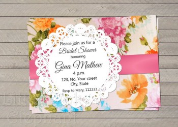 Floral theme, mehndi invitation card, Mehendi invitation, Wedding Mehendi Invitation,Pink, Roses, Cake Cutting Invites, Gift cards, Ribbon invites