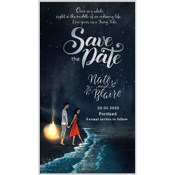 Night Beach theme Couple save the date cards, Fire-camp theme wedding save the date, destination wedding cards