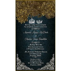 Royal blue theme christian wedding save the date cards, golden floral patterns wedding save the date card