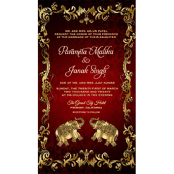 Red Elephant Foil Traditional Wedding Whatsapp E-card