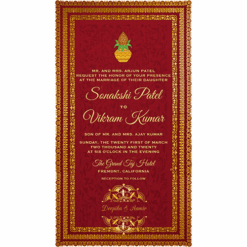 Red Potter - Traditional Golden Pattern Hindu Save The Date Whatsapp Card
