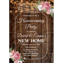House Warming Lightening Glass Jar Wooden Theme Unique Floral Whatsapp E Card
