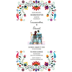 White background, Couple sitting on bench, christian wedding invites, white floral theme wedding save the date invite cards, Floral, spring,