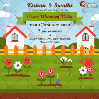 Homely In Nature Colorful Shining Floral Background House Warming Party Gif Invitation