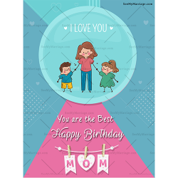 happy birthday mom, mom birthday wishes card, birthday card for mom, pink theme birthday card wishing mom