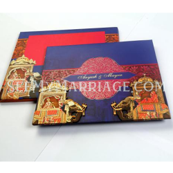 blue theme luxurious printing wedding invitation cards, elephant theme wedding cards