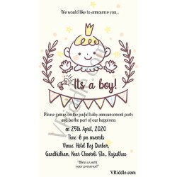 Sketch Type, Baby Boy Cartoon Announcement Save the Date Card for WhatsApp