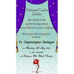 Blue Theme Tamil Invitation Card For Retirement Function