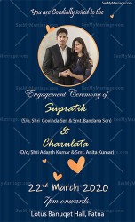 blue theme engagement cards with photo, modern einvites