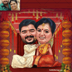 The Nischayam - Kerala Nair Theme Caricature Wedding Invitation Ecard