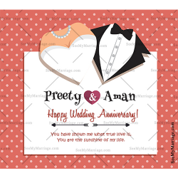 Modern Wedding, Christian Couple, Wedding Dresses, Dotted Card, Red theme Hearts