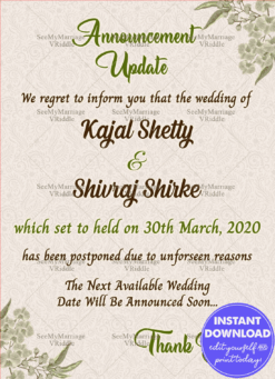 Floral Theme Change The Date E-card For Wedding