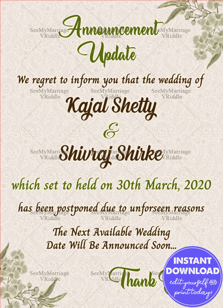 Floral Theme Change The Date E-card For Wedding