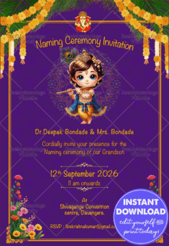 Little Krishna_hindu Traditional_naming Ceremony E Card