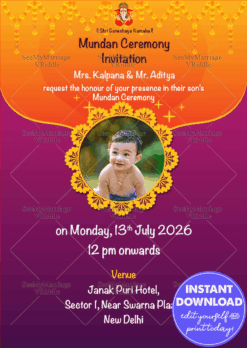 Mundan Ceremony Ganesha North Indian Style E Card