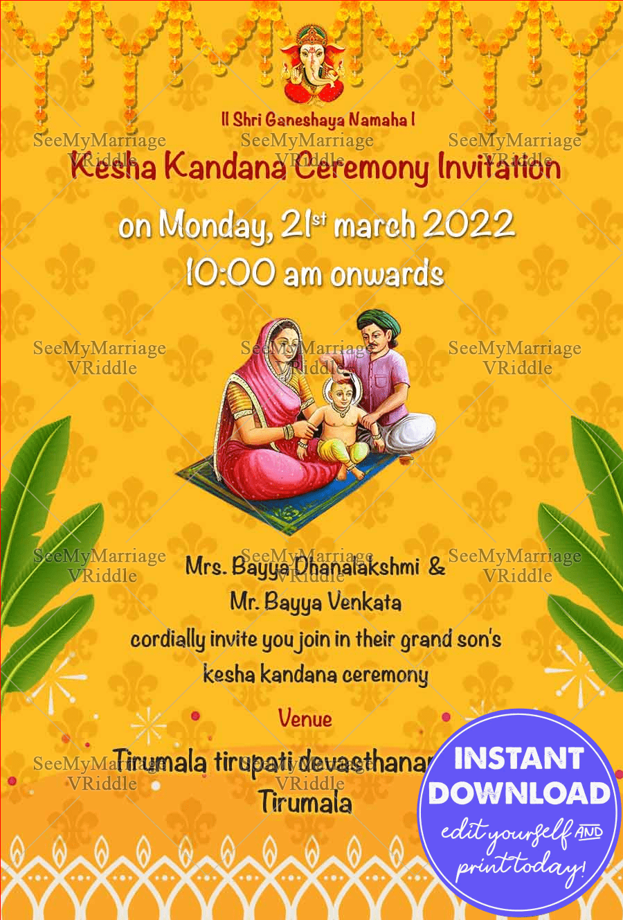 Mundan Ceremony_traditional Hindu North Indian Theme E Card