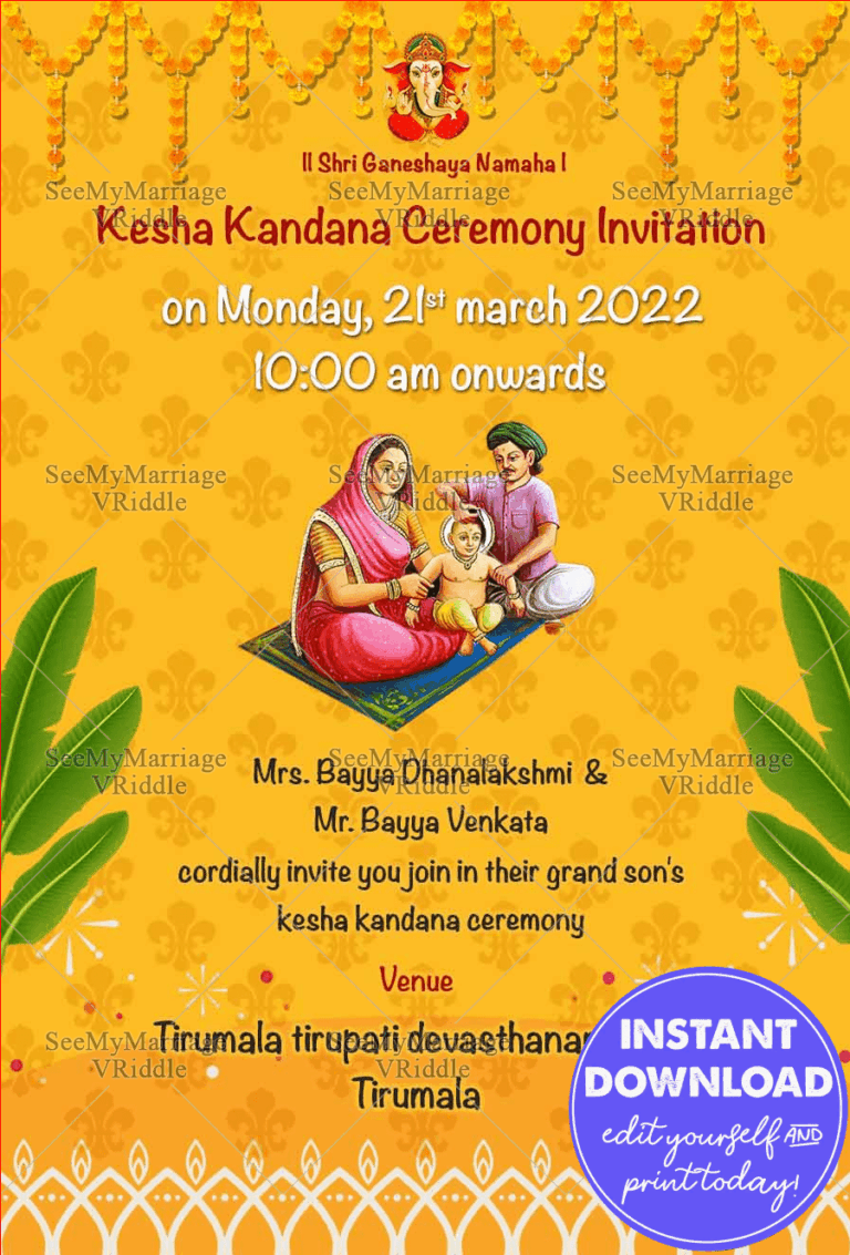 Mundan Ceremony_traditional Hindu North Indian Theme E Card