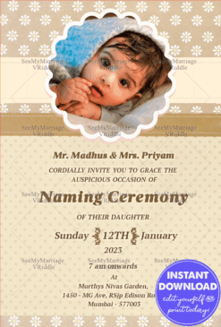 Muskan_hindu_north Indian Theme_naming Ceremony E Card