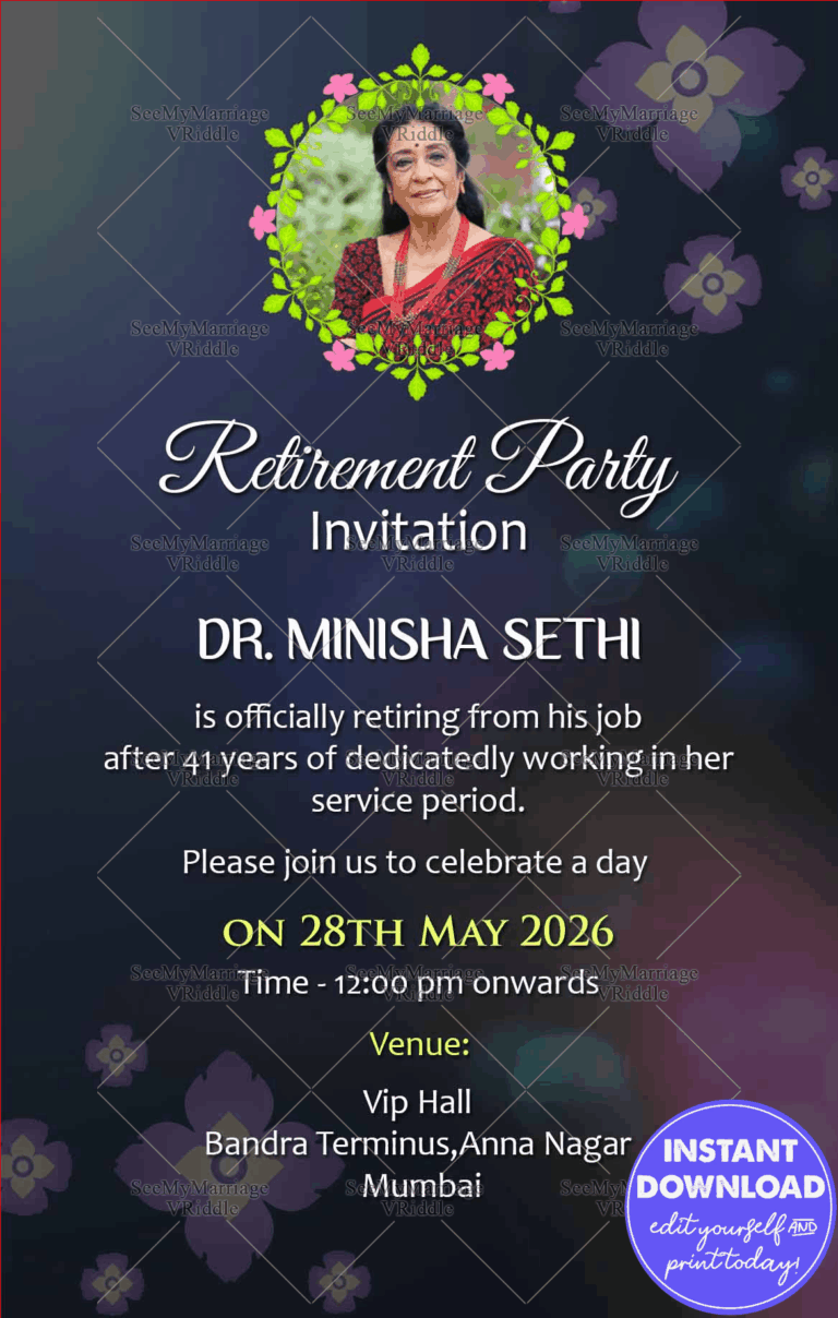 Retirement Party Invitation_floral Background_e Card