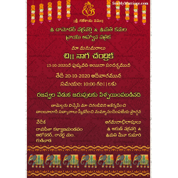 Ritu kala sanskar invite, halfsaree invitation, red theme traditional halfsaree invitation