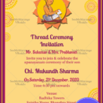 Subha Upanayanam Traditional Gold Andf Cream Theme Ecard
