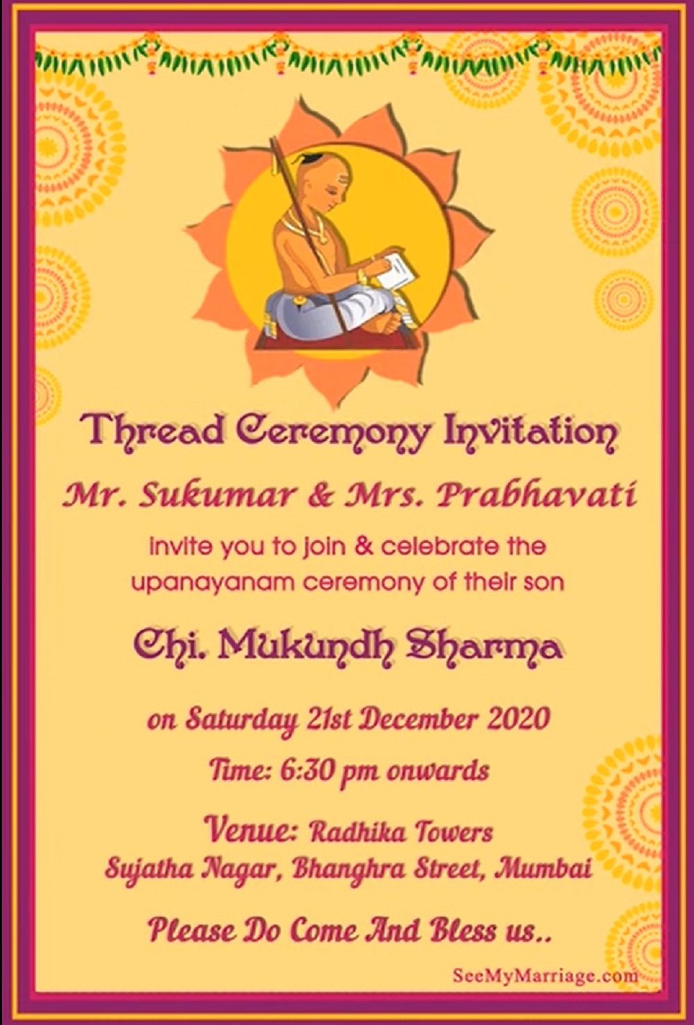 Thread Ceremony_elegant Hindu_animated Gif