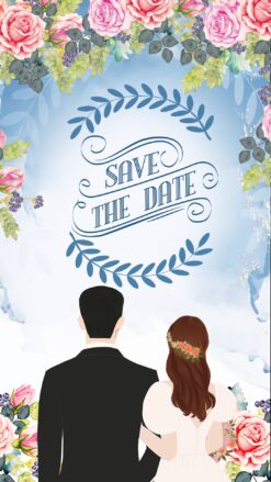 Mangal Shehnai Royal Elephant Theme Engagement Invitation Video In Royal Blue Background With Animated Sagai Couple And Ring