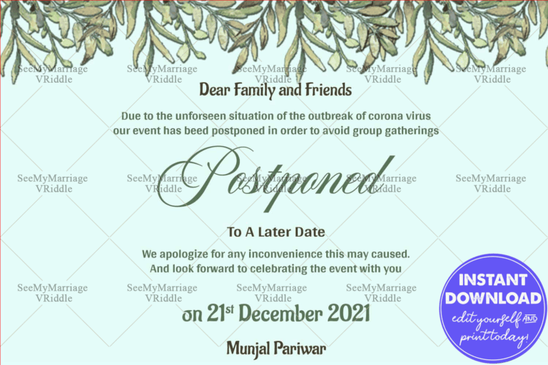 We Postponed - Change In Event Date Update Card