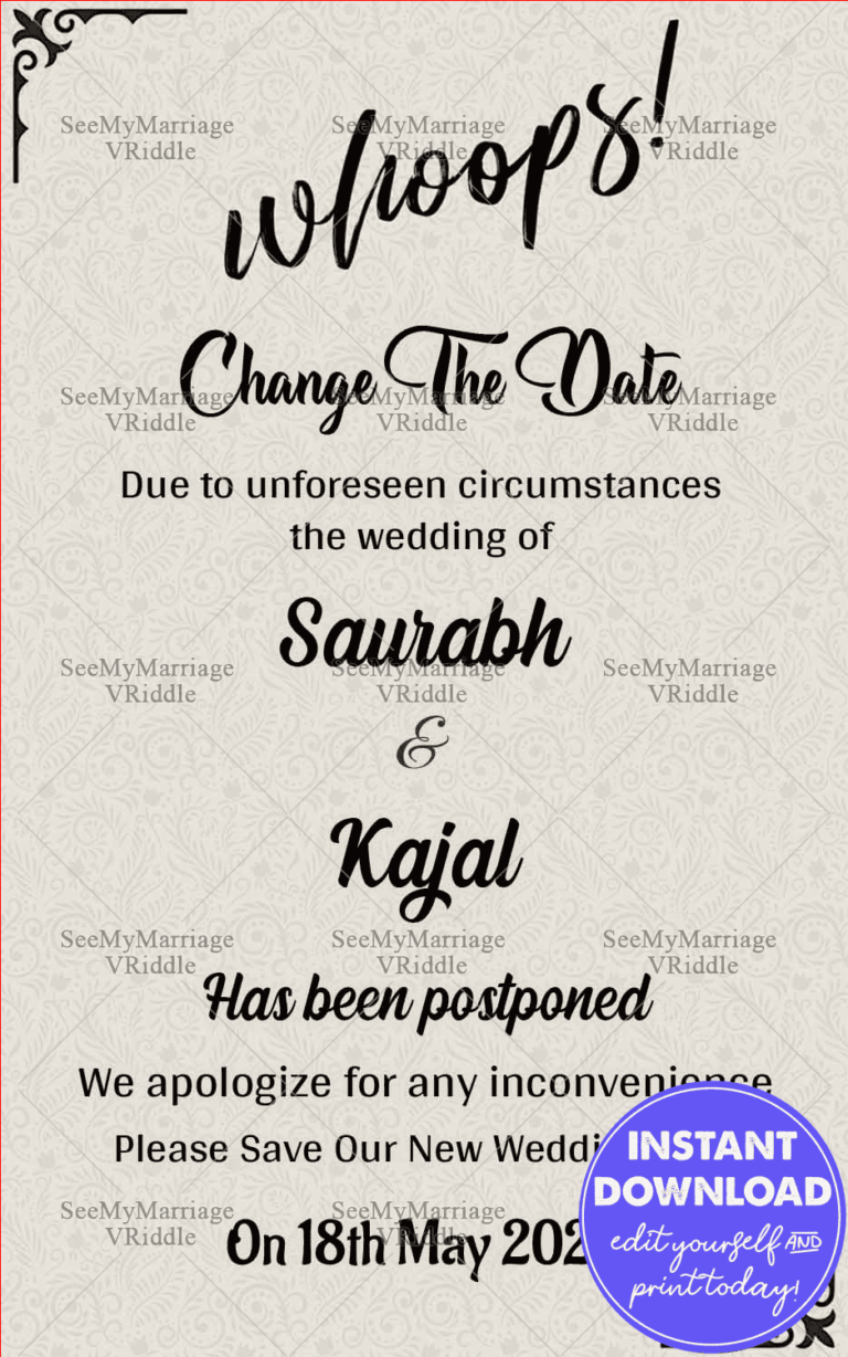 Whoops We Changed The Plan - New Wedding Date Announcement Ecard