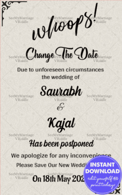 Whoops We Changed The Plan - New Wedding Date Announcement Ecard