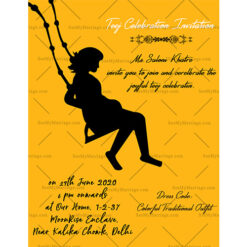Yellow Theme Vintage Teej Invitation Card With Cradle