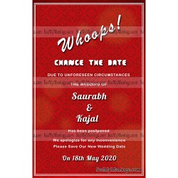 red theme, date change ecard, event postpone card