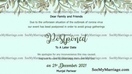 wedding postpone ecard, skyblue theme, whatsapp invite cards