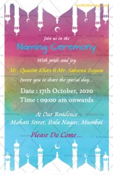 Trendy Rainbow Theme Muslim Baby Naming Ceremony Invitation Ecard With Decorated Mosque Border Ends