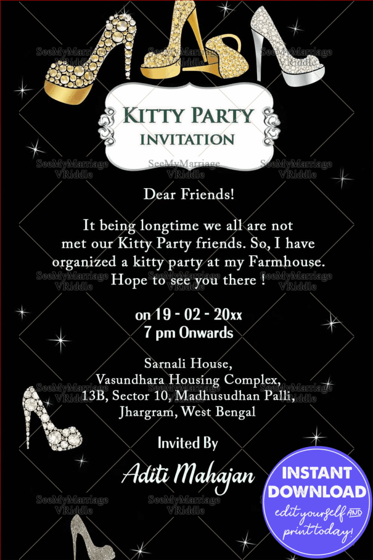 Beautiful Girls Women Kitty Party Invitation Card