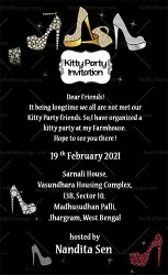 Black invite, kitty party card, Jewelry, Diamond Sandals, Western, Fashion invite