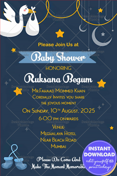 Blessed By Allah Muslim Baby Announcement Invitation Card