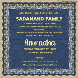 blue theme wedding invites, mehendi invite cards