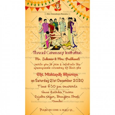 Family Thread Ceremony Whatsapp Invitation Card