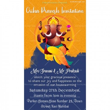 Ganesha Theme Housewarming Card For Whatsapp