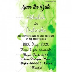 Moss Green, Lite green, forest, tree, watercolor background, save the date invite card