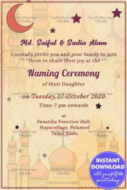 Islamic Naming Ceremony Card Whatsapp Invitation