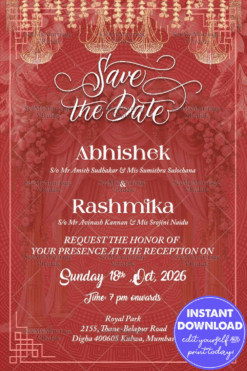 Maroon Theme Save The Date Reception Ecard