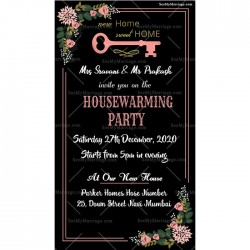 Modern Black Theme Floral Housewarming E-card Invite