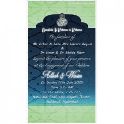 muslim engagement invite cards, green theme stars wedding invite, nikah cards