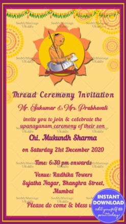 North Indian Thread Ceremony Invitation Card